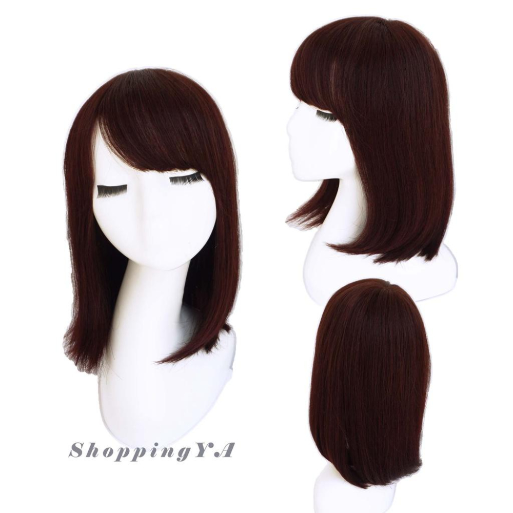 日日玩髮　【全真髮】媽媽頭鎖骨髮髮尾微彎假髮深棕色自然黑　日常假髮時尚仿真手織頂心假頭皮中長款BOBO頭假髮中老年人愛用-細節圖2