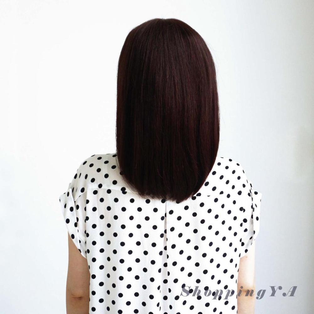 日日玩髮　【全真髮】媽媽頭鎖骨髮髮尾微彎假髮深棕色自然黑　日常假髮時尚仿真手織頂心假頭皮中長款BOBO頭假髮中老年人愛用-細節圖6