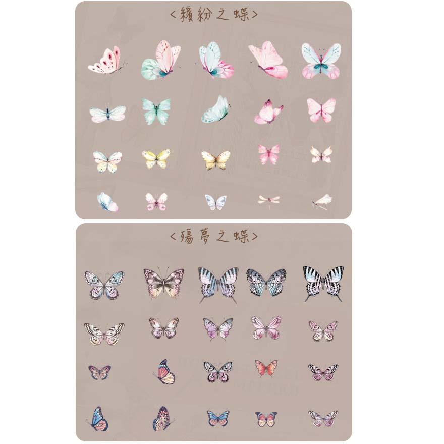 日日玩髮　翅膀標本師系列貼紙40張入8款 PET蝴蝶貼紙蜻蜓貼紙 DIY貼畫筆記本日記本裝飾貼紙 標籤貼紙-細節圖9