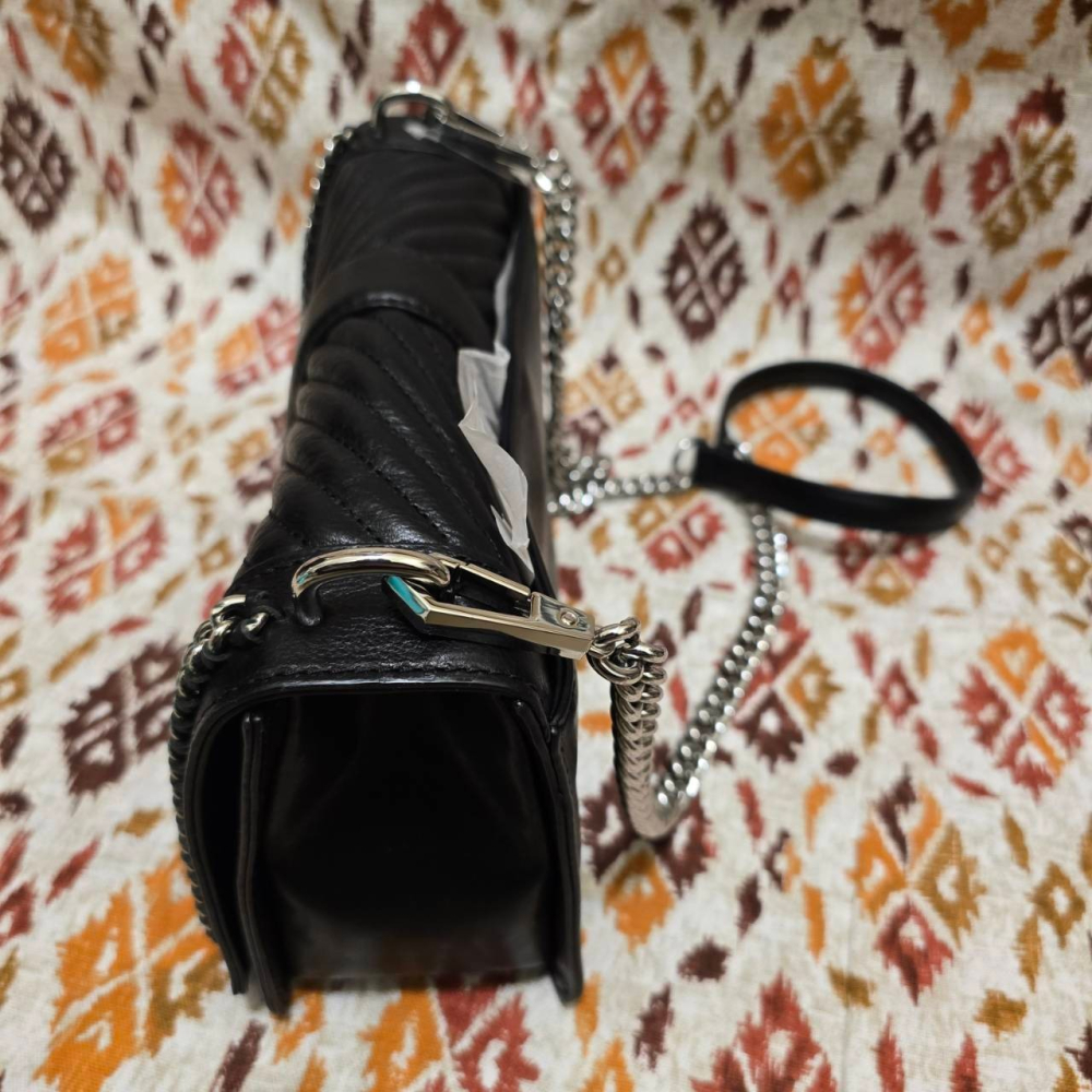 【sigmanet家庭百貨】全新Rebecca minkoff RM 真皮 斜紋 銀鍊 小香包 斜背 側背 包包-細節圖2