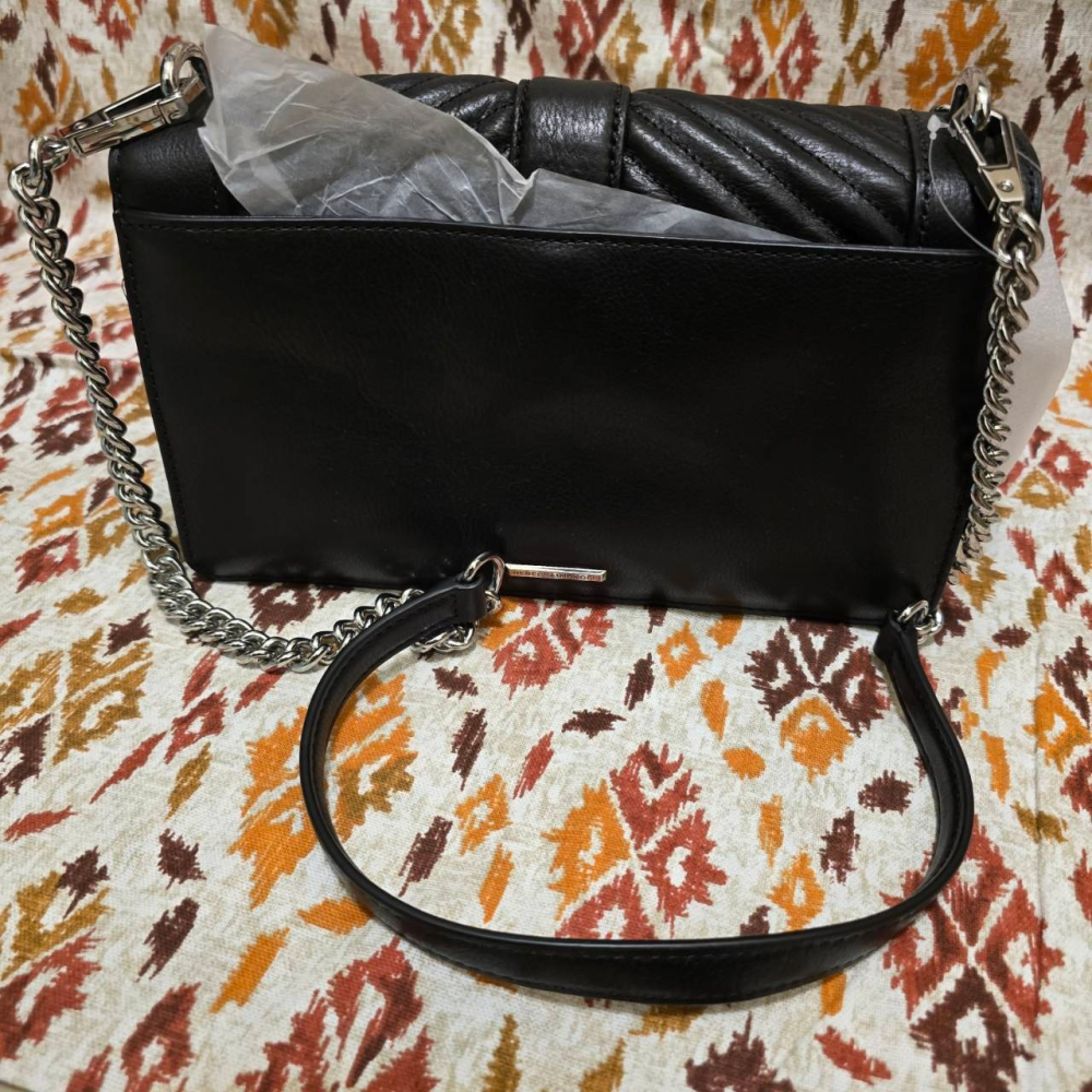 【sigmanet家庭百貨】全新Rebecca minkoff RM 真皮 斜紋 銀鍊 小香包 斜背 側背 包包-細節圖3