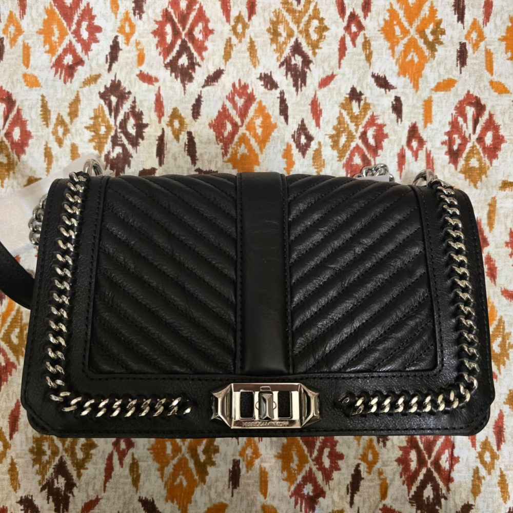 【sigmanet家庭百貨】全新Rebecca minkoff RM 真皮 斜紋 銀鍊 小香包 斜背 側背 包包-細節圖5