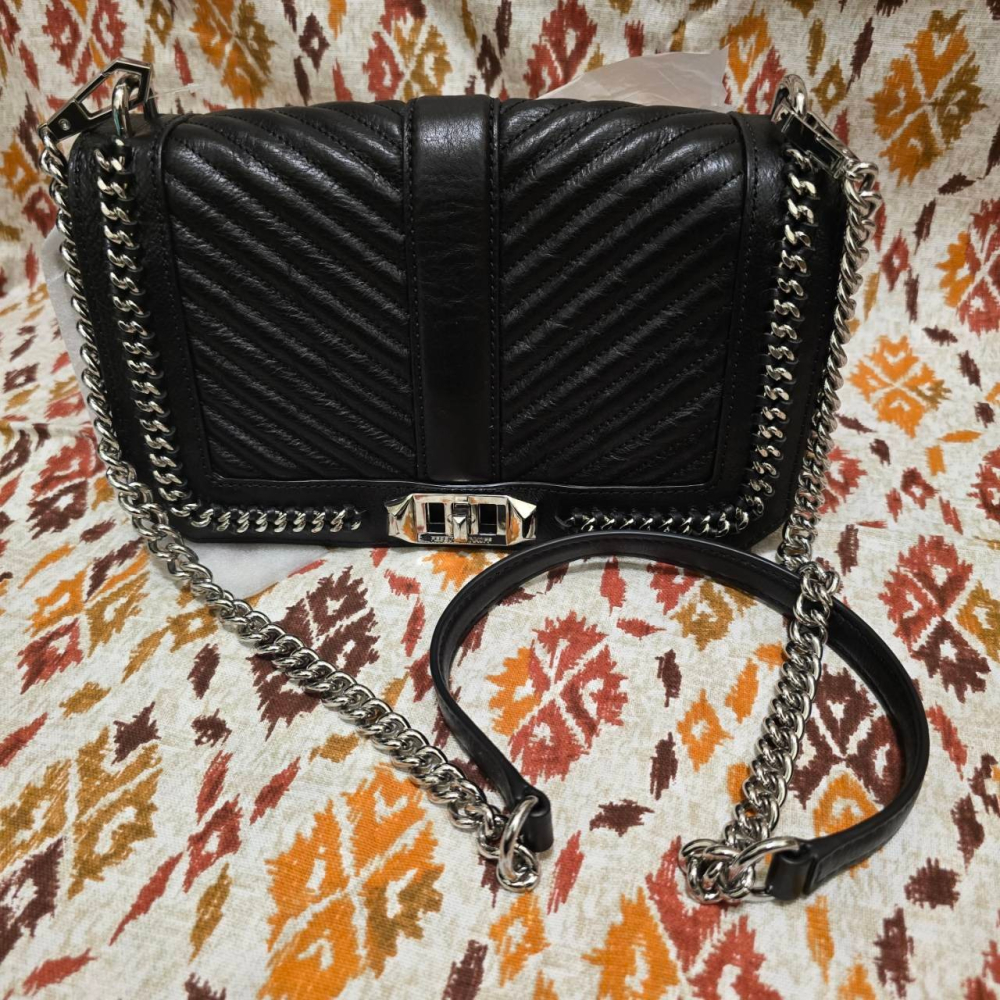 【sigmanet家庭百貨】全新Rebecca minkoff RM 真皮 斜紋 銀鍊 小香包 斜背 側背 包包-細節圖6