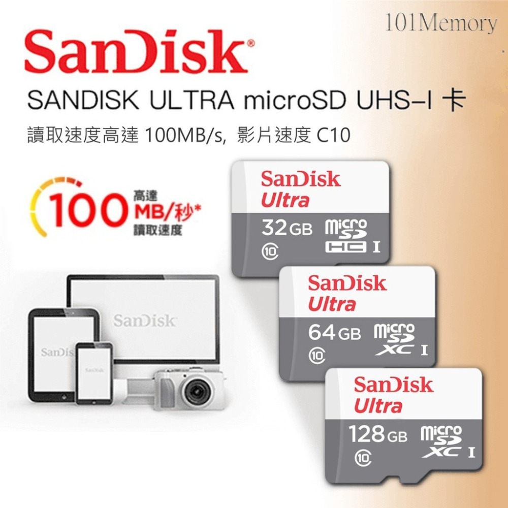 【台灣公司貨】SanDisk C10 128G/64G/32G/ 16G microSD TF 小米攝影機 監視器記憶卡-細節圖2