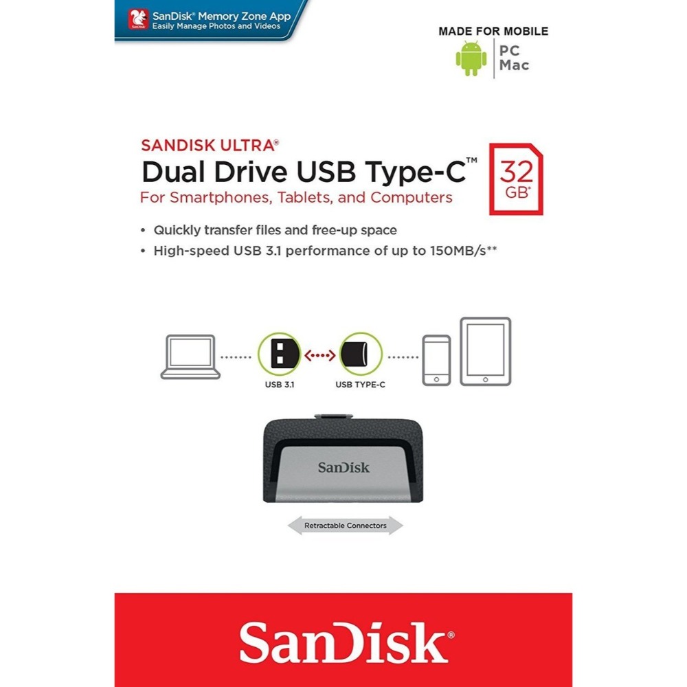 【公司貨】SanDisk 32G 32GB Ultra OTG Type-C  USB 雙用隨身碟 SDDDC2-細節圖8