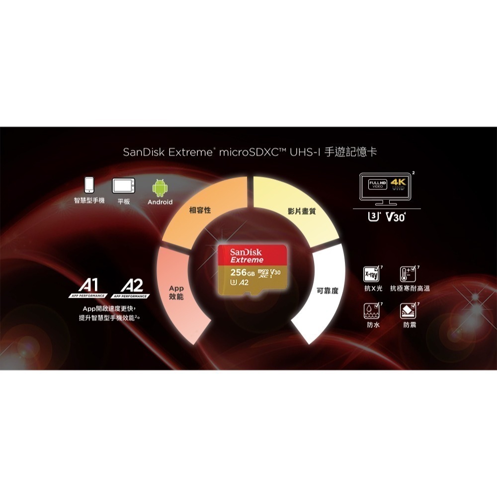 【台灣公司貨】SanDisk Extrem MicroSD 256G 256GB U3 A2手機行車紀錄器 高速記憶卡-細節圖4