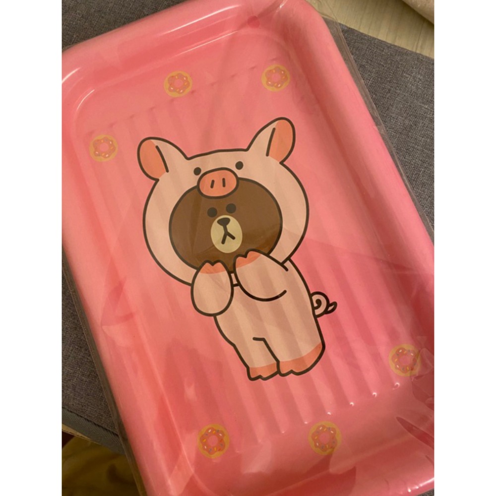 「全新未拆」Line Friends 方形文具盤 熊大 置物盒 置物盤-細節圖2
