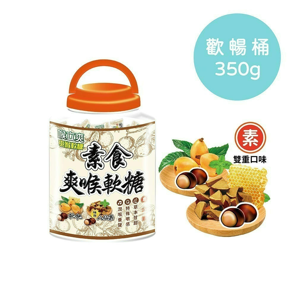 【喉立爽】爽喉軟糖_歡暢桶 ( 枇杷、蜂膠羅漢果、金桔陳皮、素食枇杷+素食蜂膠八仙果 )-細節圖4