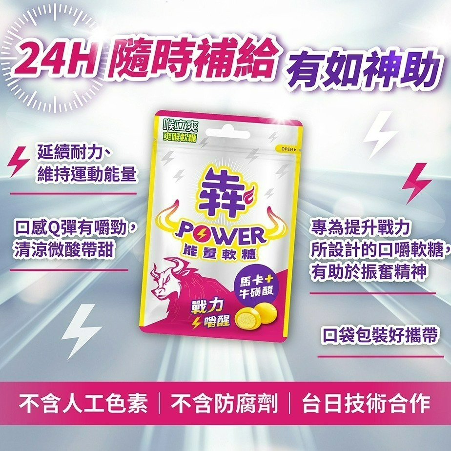 【喉立爽】犇 POWER能量軟糖_夾鏈包 1盒、3盒、5盒-細節圖9