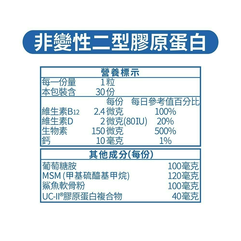 【限時購】五洲生醫 非變性二型膠原蛋白膠囊_1瓶 ( 月保養 )、3瓶 ( 季保養 ) 、5瓶-細節圖11
