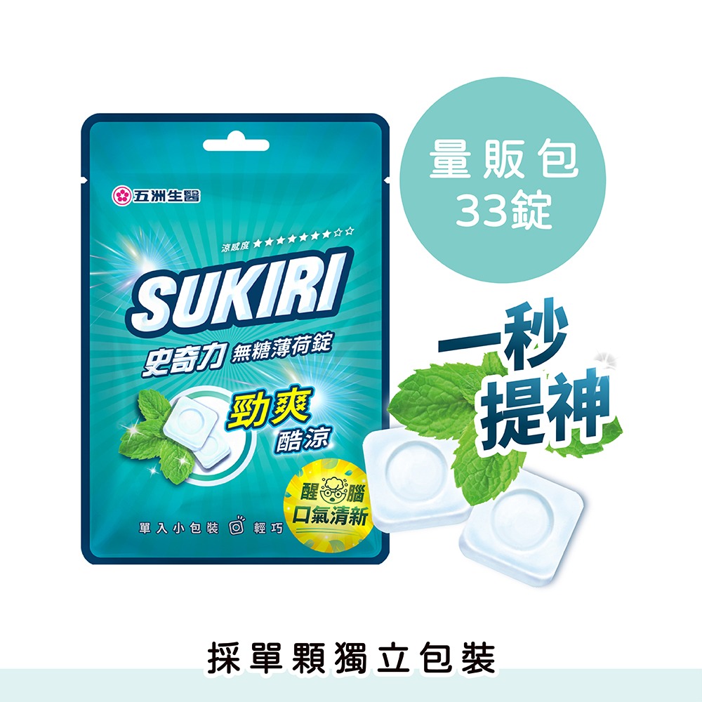 【SUKIRI史奇力】勁涼酷爽 薄荷錠 _量販包 (33錠裝) 20包、40包 (箱購)-細節圖2