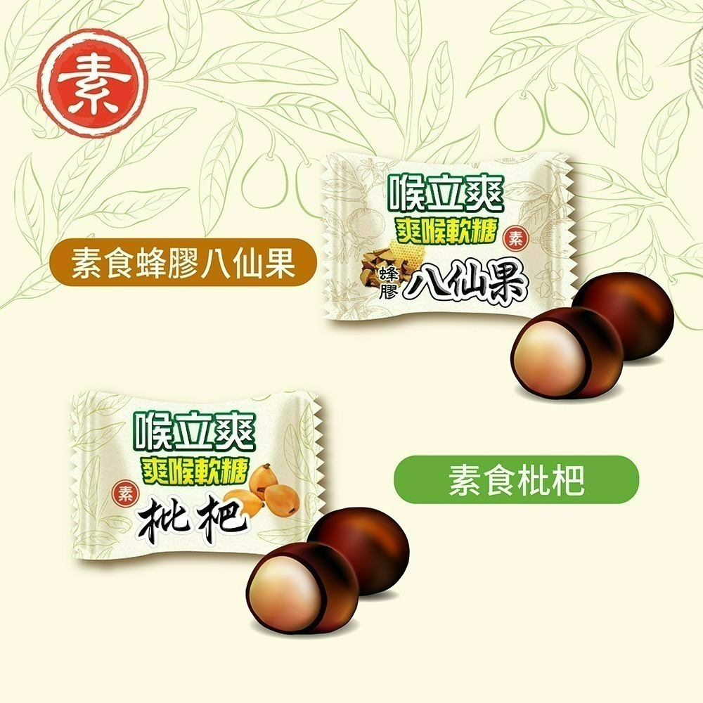 【喉立爽】 爽喉軟糖_歡暢桶 (枇杷、蜂膠羅漢果、金桔陳皮、素食枇杷+素食蜂膠八仙果) 3桶、6桶 (箱購)-細節圖6