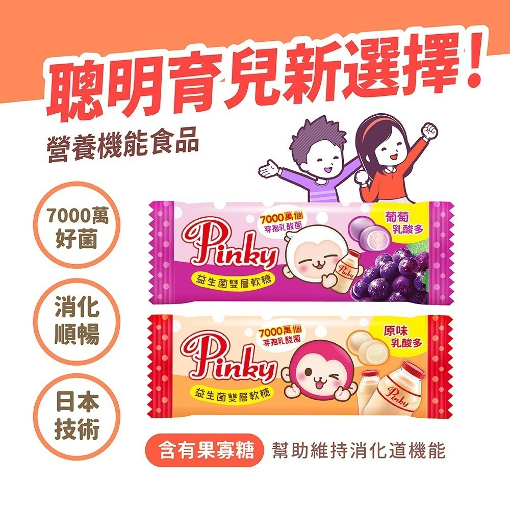 【Pinky】益生菌雙層軟糖 原味乳酸多、葡萄乳酸多_ 2種口味 1盒、3盒、5盒 隨身包-細節圖2