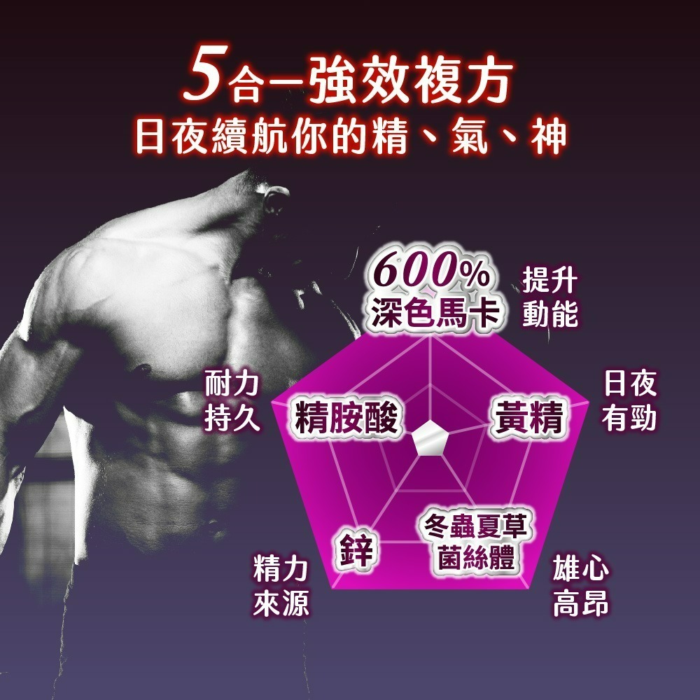 【五洲生醫】鋅帝王黑馬卡EX升級版膠囊 60粒 / 瓶 機能性食品-細節圖3