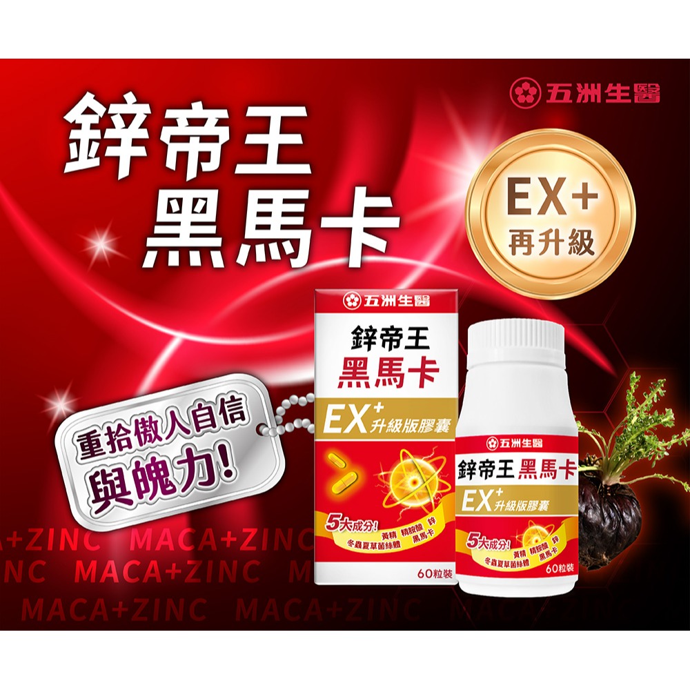 【五洲生醫】鋅帝王黑馬卡EX升級版膠囊 60粒 / 瓶 機能性食品-細節圖2