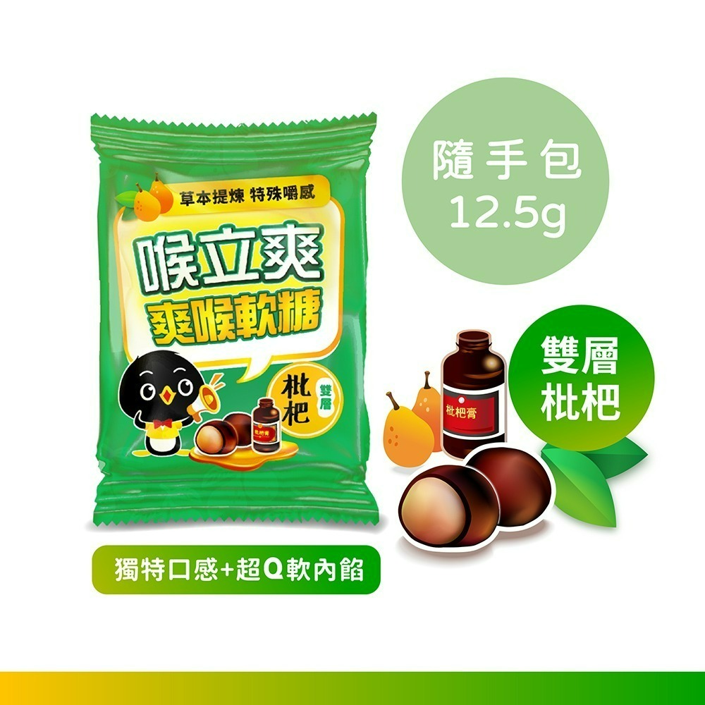 【喉立爽】爽喉軟糖_mini隨手包 枇杷口味 1盒、3盒-細節圖3