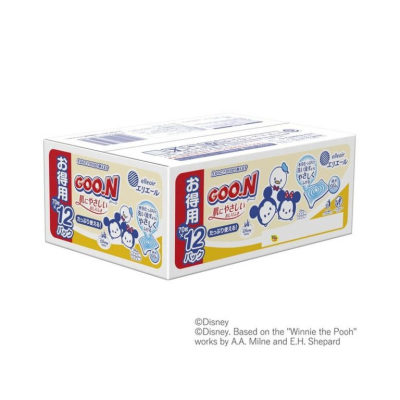 【JPGO】日本製 大王 99%純水 嬰兒親膚濕紙巾 70枚X12包 無香味~Tsum Tsum