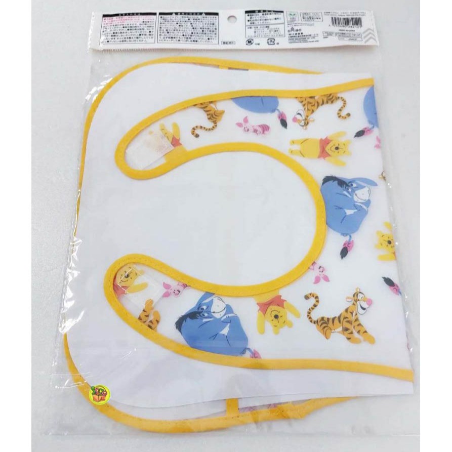 【JPGO】特價-日本進口 迪士尼 嬰幼兒透明防水圍兜兜 1枚入~維尼 角色集合 黃-細節圖2