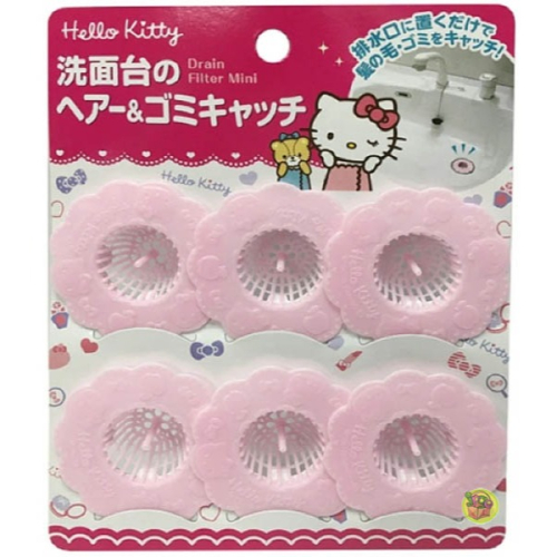 【JPGO】特價-日本進口 三麗鷗 Kitty 凱蒂貓造型 洗臉台排水濾網 6入