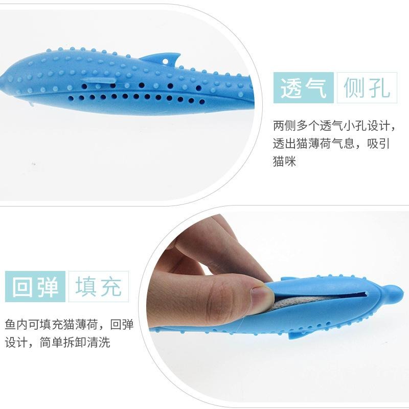 🔥在台現貨.附發票.快速出貨🔥小海豚貓咪啃咬磨牙刷牙玩具 附薄荷草 寵物磨牙 貓薄荷玩具 貓咪磨牙-細節圖5