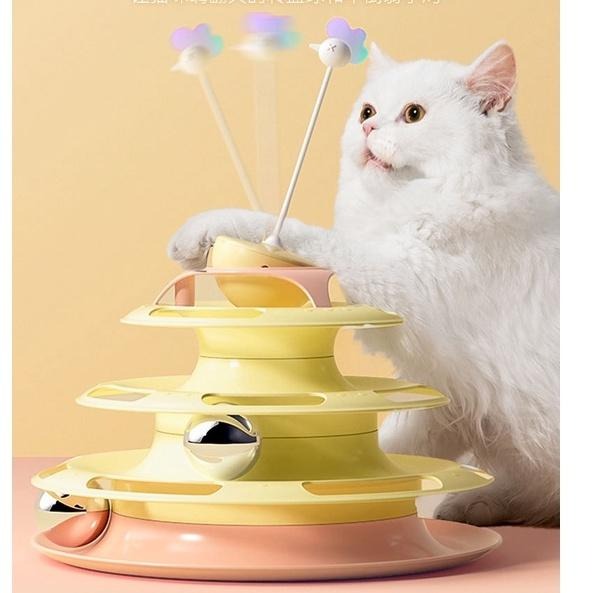 🔥在台現貨.附發票.快速出貨🔥貓咪三層軌道轉盤 貓咪不倒翁三層軌道球轉盤玩具 升級款轉盤玩具  貓咪玩具-細節圖2