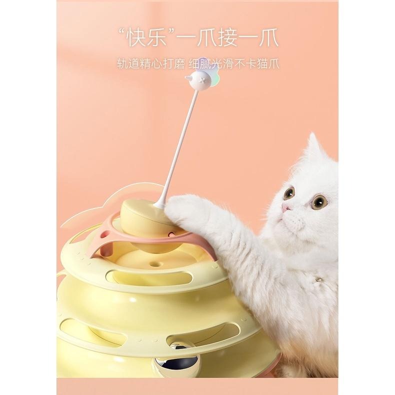🔥在台現貨.附發票.快速出貨🔥貓咪三層軌道轉盤 貓咪不倒翁三層軌道球轉盤玩具 升級款轉盤玩具  貓咪玩具-細節圖4