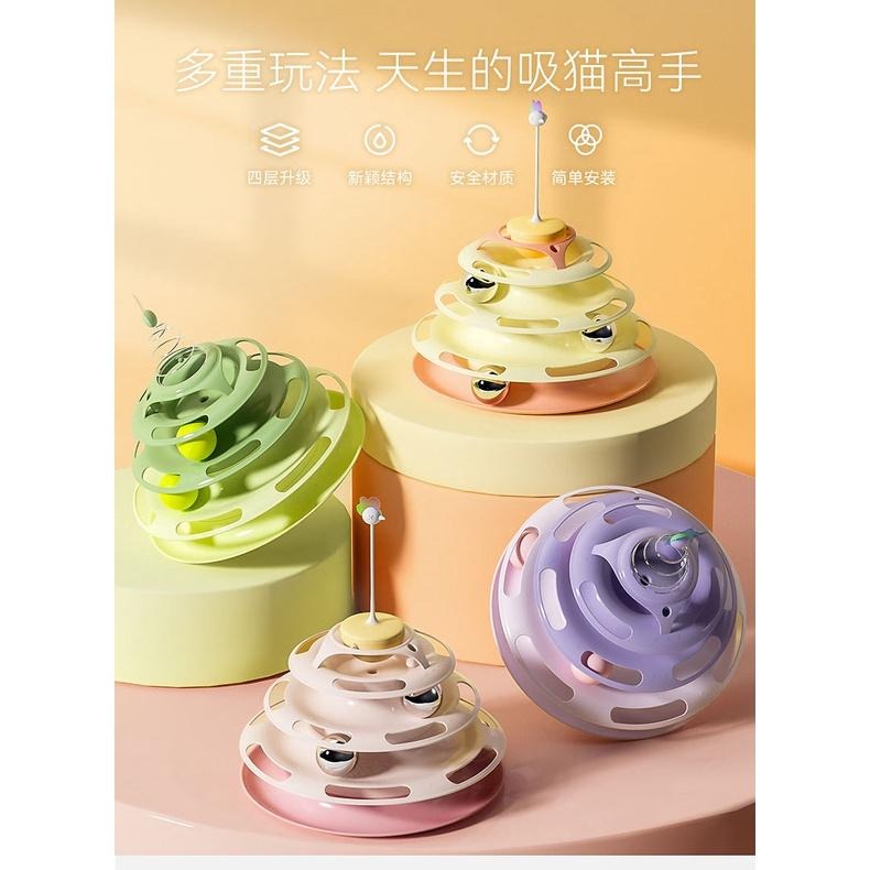 🔥在台現貨.附發票.快速出貨🔥貓咪三層軌道轉盤 貓咪不倒翁三層軌道球轉盤玩具 升級款轉盤玩具  貓咪玩具-細節圖5
