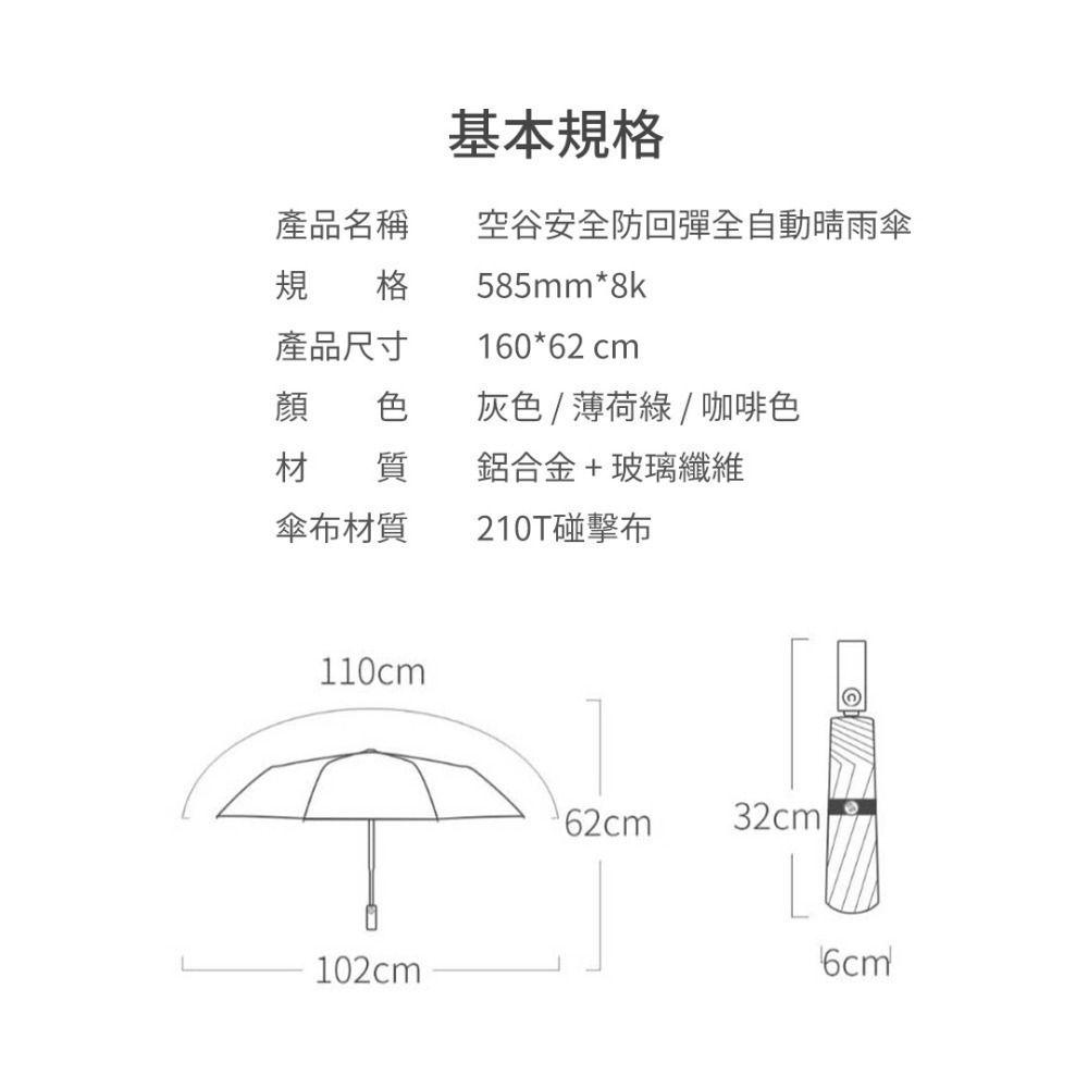 KongGu 空谷防回彈自動晴雨傘 正向 反向【台灣現貨】摺疊傘 自動傘 折疊傘 太陽傘 雨傘 正向傘 反向傘 小米有品-細節圖10