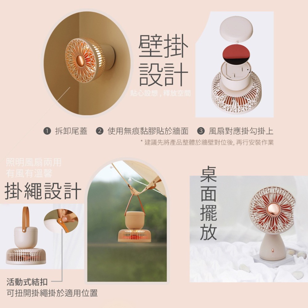 向物三合一多功能風扇【台灣現貨】高配版 小風扇 無線遙控 三檔風力 USB風扇 小夜燈 露營風扇 桌面風扇 迷你風扇-細節圖4