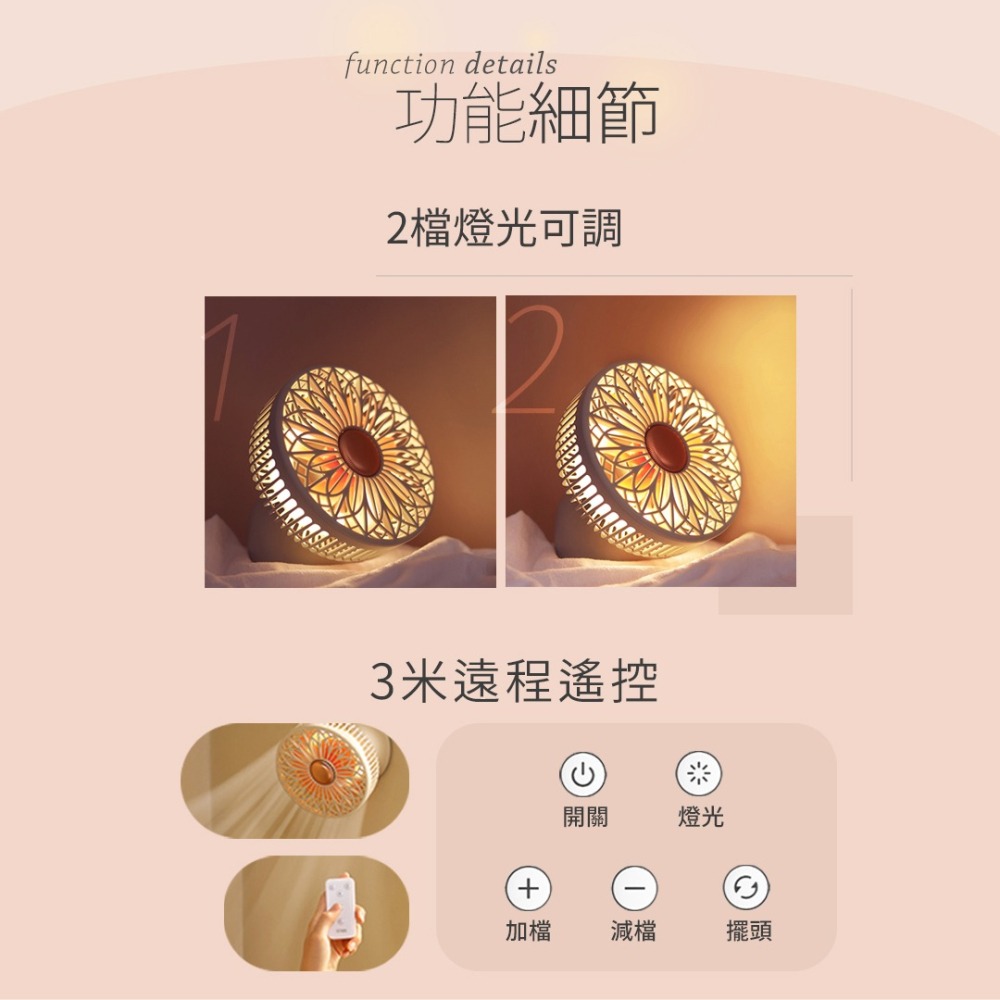 向物三合一多功能風扇【台灣現貨】高配版 小風扇 無線遙控 三檔風力 USB風扇 小夜燈 露營風扇 桌面風扇 迷你風扇-細節圖5