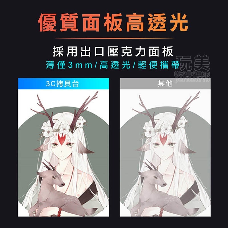 A4拷貝台 描圖板 LED發光板 透寫台 手繪板 繪圖板 素描書法練字 複寫繪圖畫板 USB隨插即用 玩美 C220-細節圖8