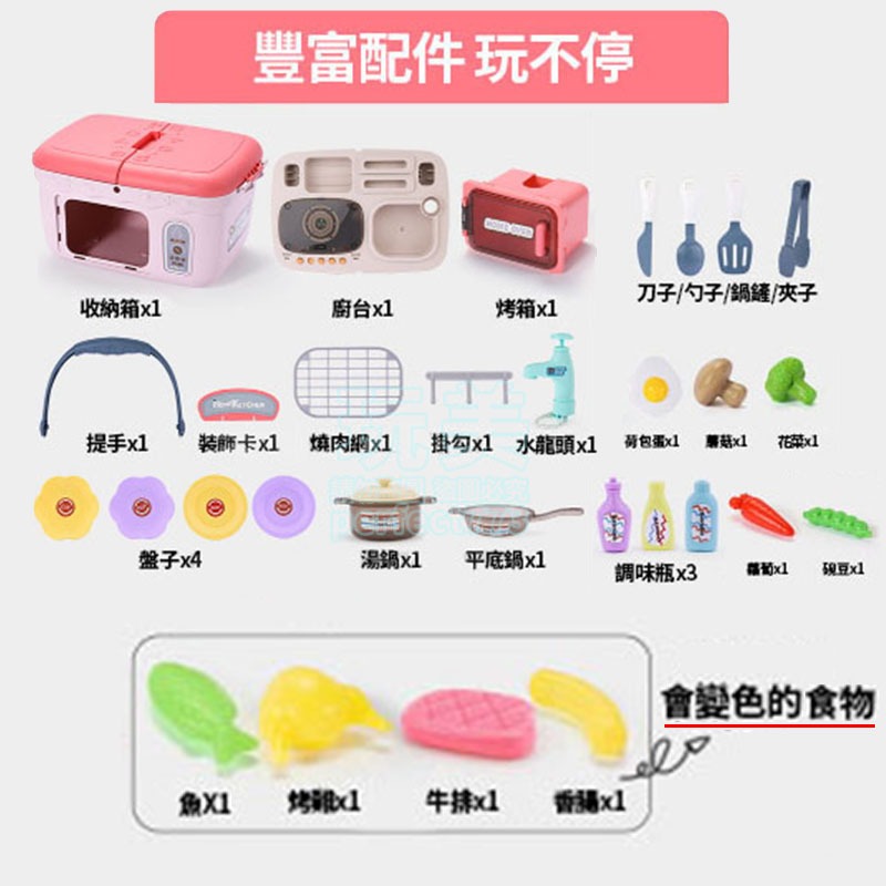 兒童玩具 迷你廚房 廚房玩具 食物變色 野餐玩具 迷你小廚房 家家酒 扮家家酒 烤肉玩具 廚房家家酒 玩美 77380-細節圖4