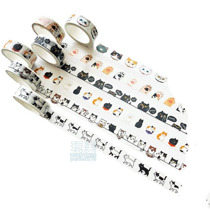 紙膠帶 手帳膠帶 手帳素材 貓咪造型 手帳膠帶 和紙膠帶 貓咪紙膠帶 貓爪紙膠帶 可愛紙膠帶 玩美 771440-細節圖4