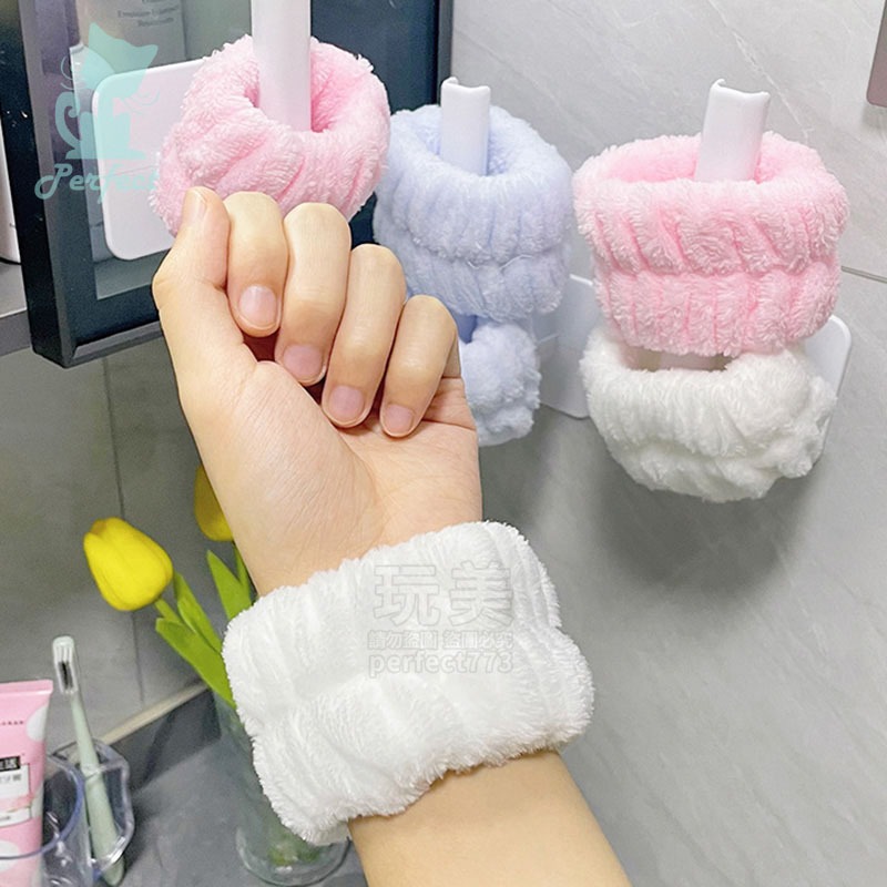 洗臉手腕帶 洗臉髮帶 珊瑚絨手腕帶 洗手 吸水洗手腕帶 吸水手腕帶 手腕帶 洗漱腕帶 吸水洗手護腕 玩美 771635-細節圖6
