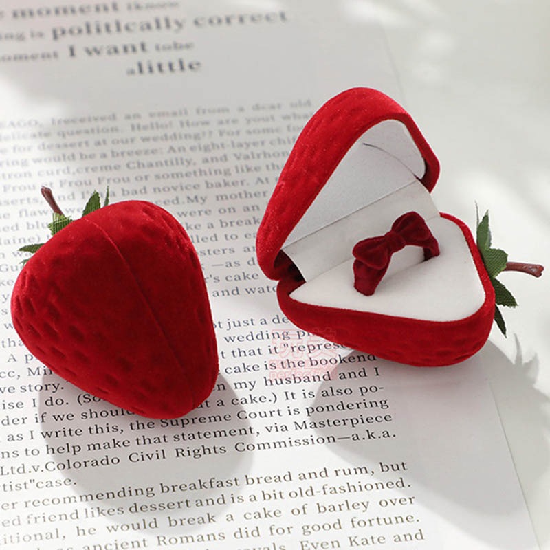 戒指盒 草莓戒指盒 造型戒指盒 戒指收納盒 迷你戒指盒 飾品盒 首飾盒 求婚首飾盒 精緻小盒子 玩美 771471-細節圖4