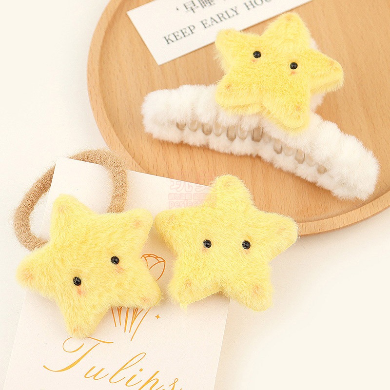 髮夾 髮飾 抓夾 綁頭髮 抓頭髮 毛絨髮夾 可愛髮夾 鯊魚夾 星星造型 星星髮夾 星星髮飾 髮圈 玩美 771482-細節圖3