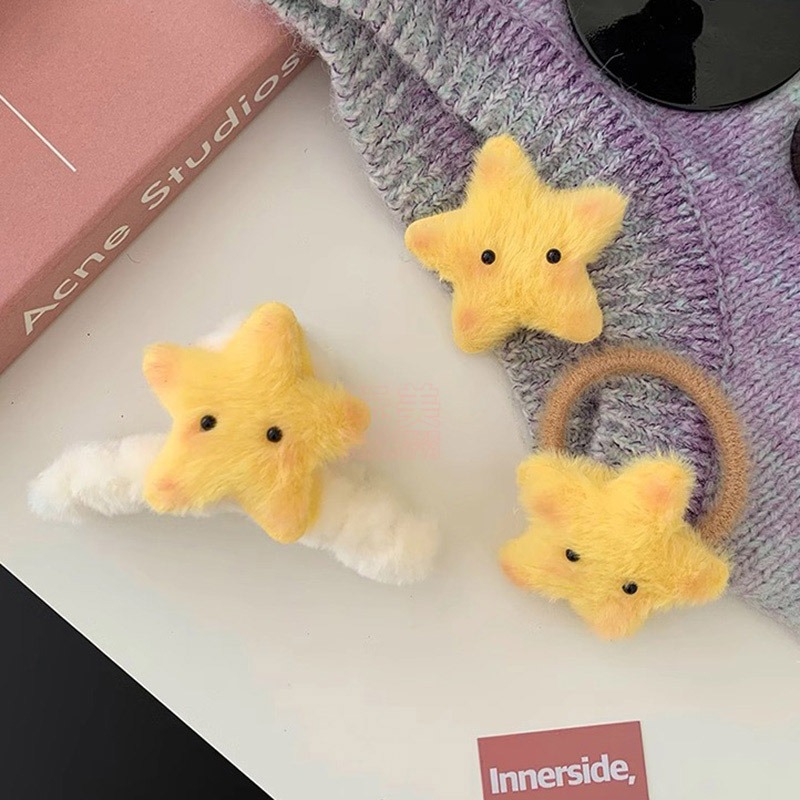 髮夾 髮飾 抓夾 綁頭髮 抓頭髮 毛絨髮夾 可愛髮夾 鯊魚夾 星星造型 星星髮夾 星星髮飾 髮圈 玩美 771482-細節圖5