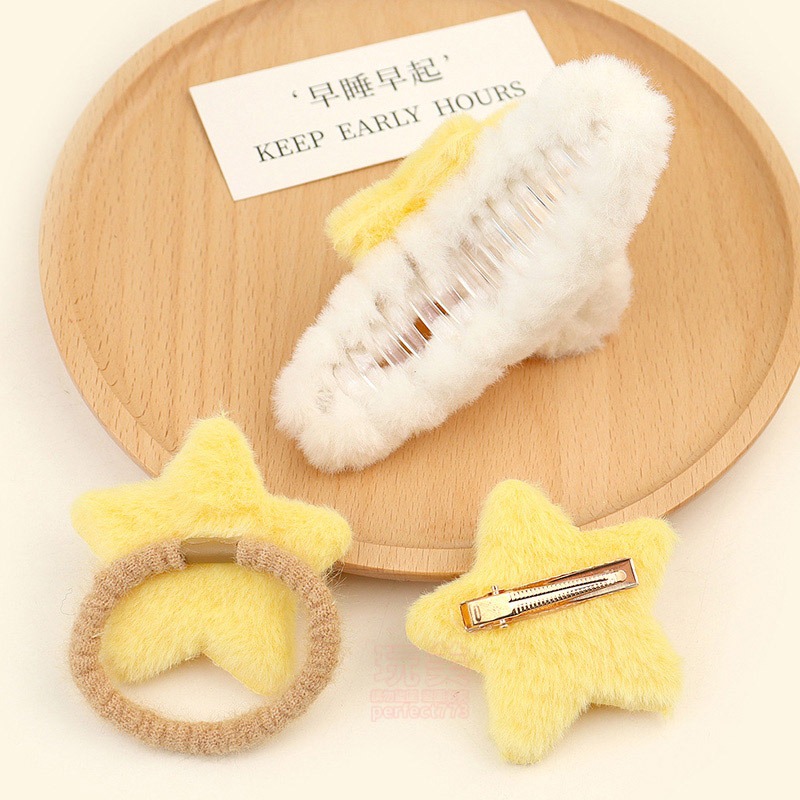 髮夾 髮飾 抓夾 綁頭髮 抓頭髮 毛絨髮夾 可愛髮夾 鯊魚夾 星星造型 星星髮夾 星星髮飾 髮圈 玩美 771482-細節圖6