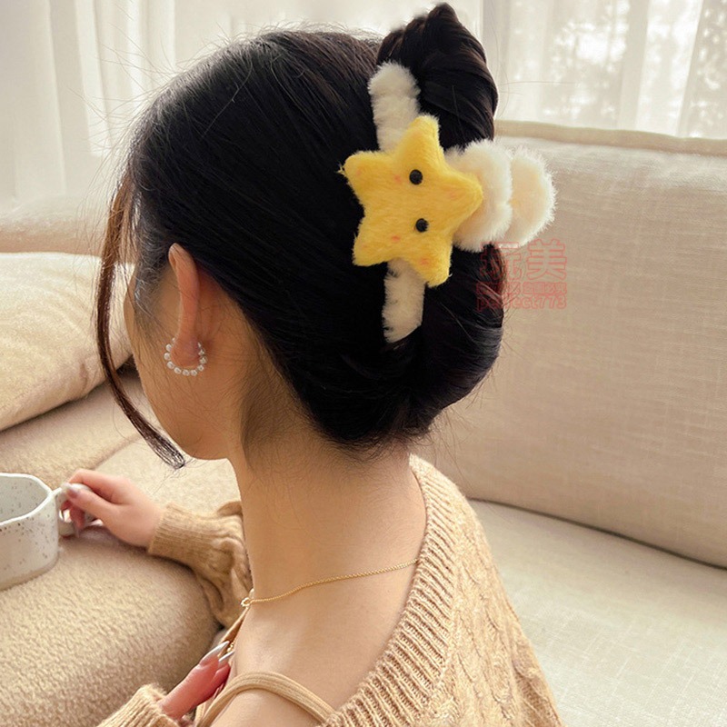 髮夾 髮飾 抓夾 綁頭髮 抓頭髮 毛絨髮夾 可愛髮夾 鯊魚夾 星星造型 星星髮夾 星星髮飾 髮圈 玩美 771482-細節圖7