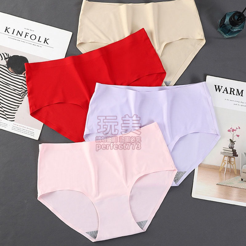 內褲女生 冰絲內褲 涼感內褲 無痕內褲 裸感無痕 女生內褲 學生 彈性舒適 純色內褲 低腰內褲 玩美 771500-細節圖9