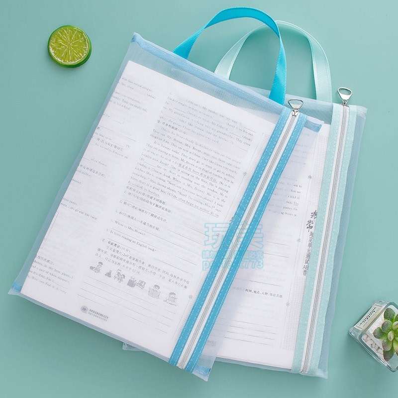 紗網手提袋 網紗手提袋 補習袋 A4資料袋 文件袋 拉鍊袋 文具袋 書本收納袋 文件收納袋 功課袋 玩美 771332-細節圖10