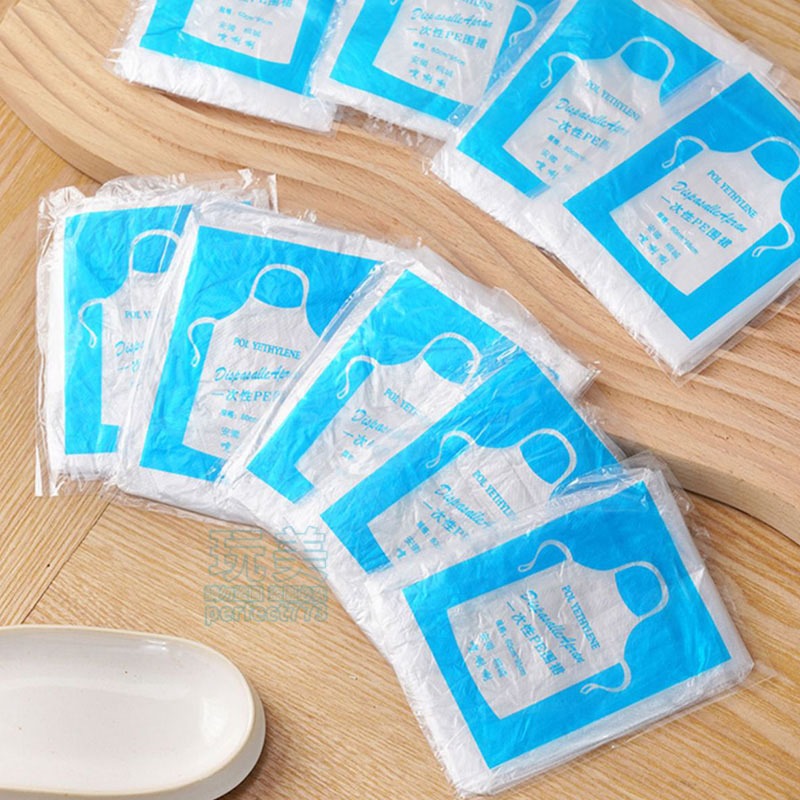 一次性圍裙 一次性圍兜 拋棄式圍裙 塑膠圍裙 獨立包裝 免洗圍裙 PE圍裙 防水 防油 防污 丟棄式 玩美 771202-細節圖9