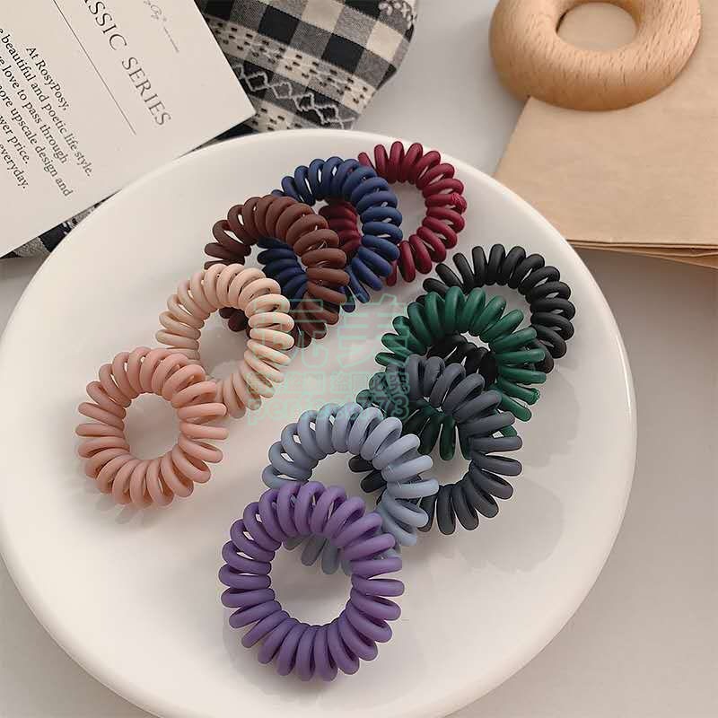 電話線髮圈 髮飾 髮束 韓系髮圈 綁頭髮 髮圈 黑色髮圈 小髮圈 莫蘭迪色 磨砂霧面 多色髮圈 玩美 771192-細節圖3