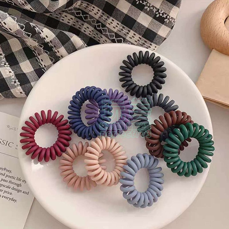 電話線髮圈 髮飾 髮束 韓系髮圈 綁頭髮 髮圈 黑色髮圈 小髮圈 莫蘭迪色 磨砂霧面 多色髮圈 玩美 771192-細節圖4
