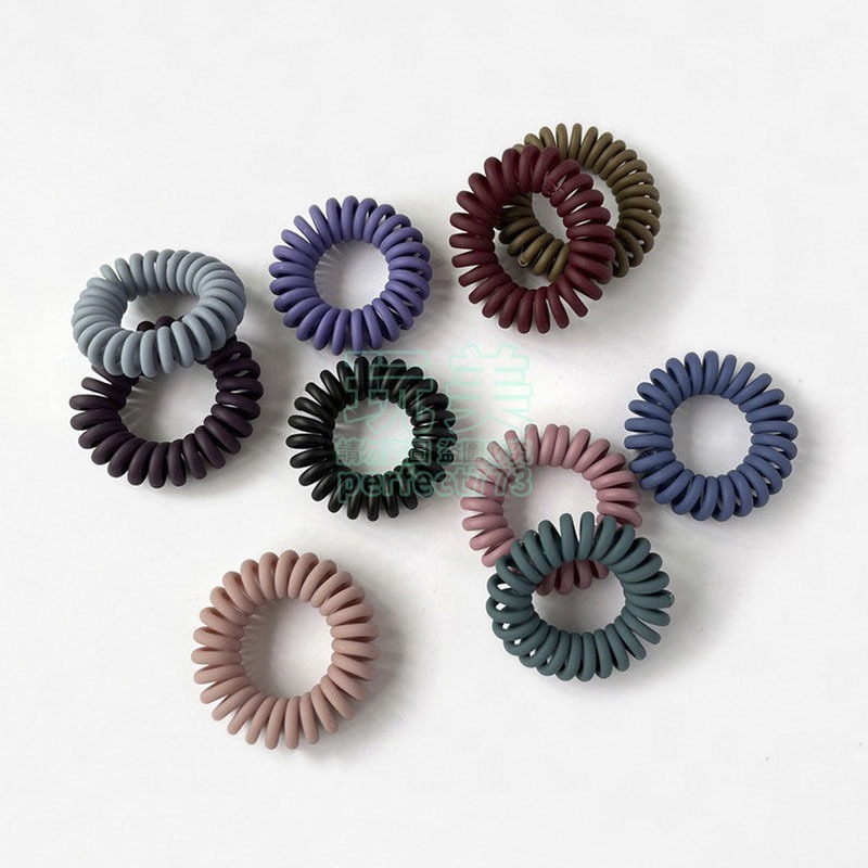 電話線髮圈 髮飾 髮束 韓系髮圈 綁頭髮 髮圈 黑色髮圈 小髮圈 莫蘭迪色 磨砂霧面 多色髮圈 玩美 771192-細節圖5