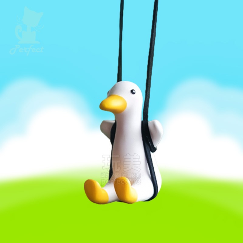 烤鴨吊飾 小鴨掛件 鞦韆鴨 盪鞦韆 變色鴨 紫外線鴨 汽車吊飾 車上小物 後視鏡吊飾 可愛吊飾 玩美 77933-規格圖9