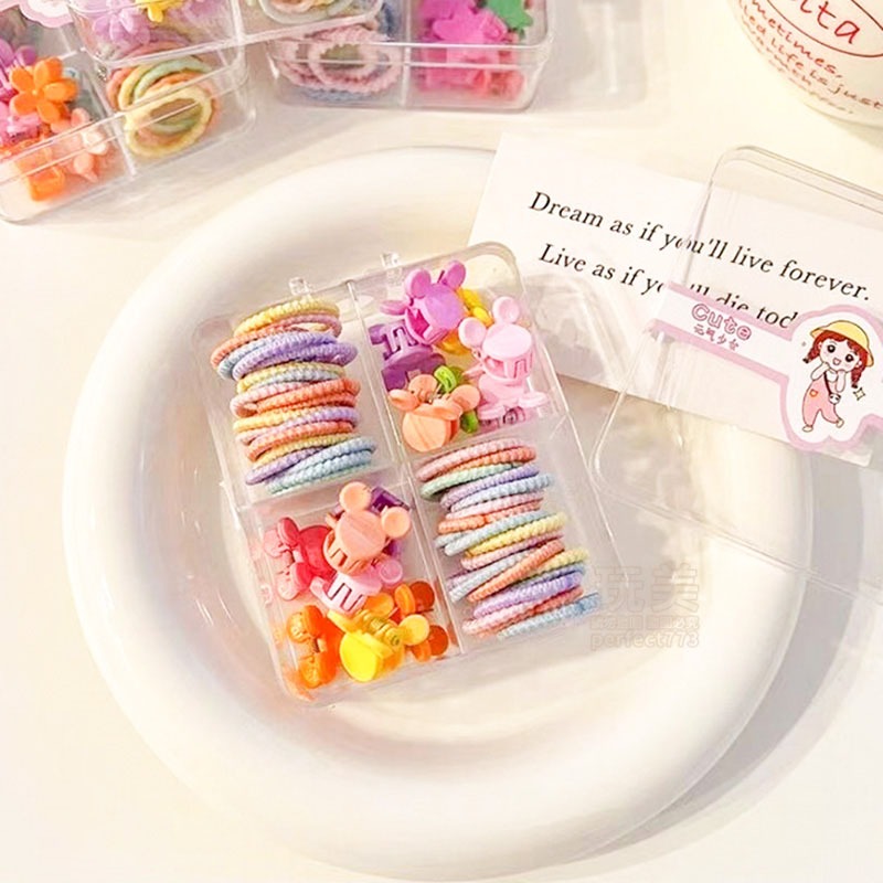 小抓夾 小髮圈 汗毛夾 碎髮夾 4款盒裝 超值組合 bb夾 嬰兒髮圈 寶寶髮夾 寶寶髮飾 色彩鮮豔 玩美 771408-細節圖7