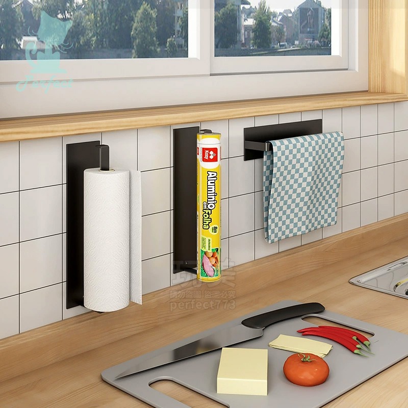 紙巾收納架 廚房置物架 紙巾掛架 毛巾架 擦手紙架 衛生紙架 毛巾架 壁掛架 紙巾架 卷紙架 掛架 收納 77583-細節圖9