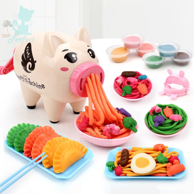 黏土麵條機 黏土玩具 彩泥玩具 小豬造型 水餃黏土 麵條黏土 黏土DIY 黏土模組 黏土套裝 兒童玩具 玩美 77681-細節圖8