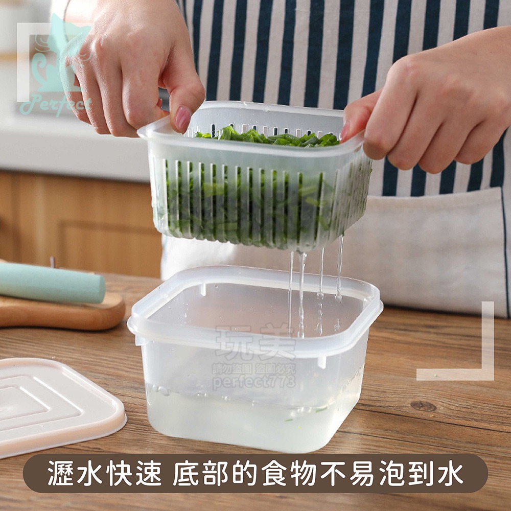瀝水保鮮盒 蒜泥分隔盒 方形保鮮盒 瀝水盒 蒜頭收納盒 蔥花保鮮盒 冰箱收納盒 蔥薑蒜收納盒 蔥花盒 玩美 77722-細節圖5